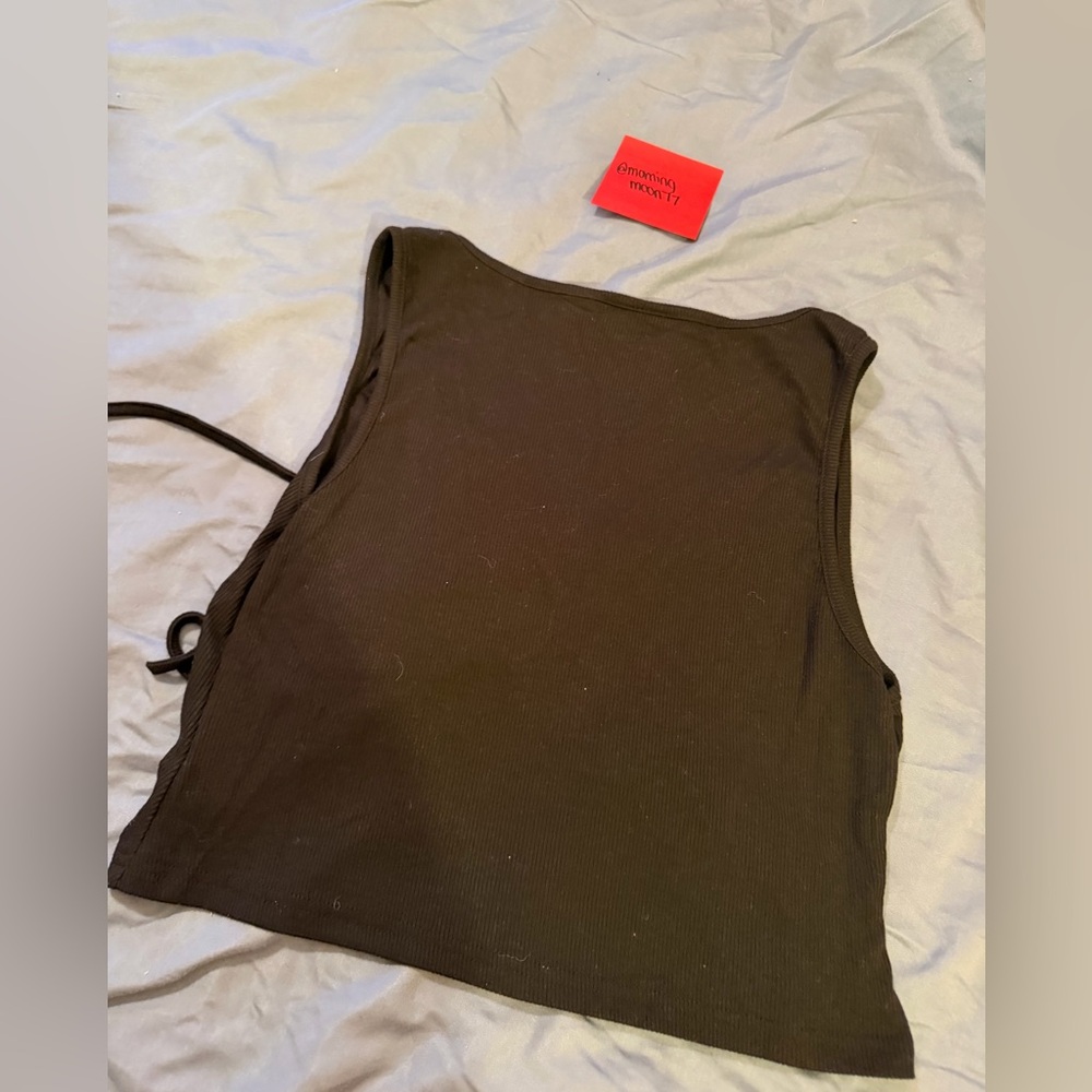 SHEIN Black Ribbed Ruched Drawstring Camisole - Picture 2 of 3